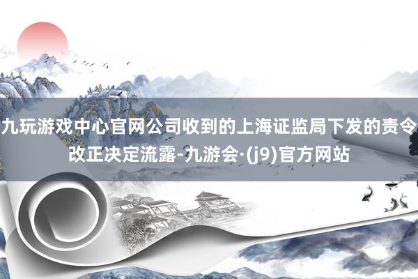 九玩游戏中心官网公司收到的上海证监局下发的责令改正决定流露-九游会·(j9)官方网站